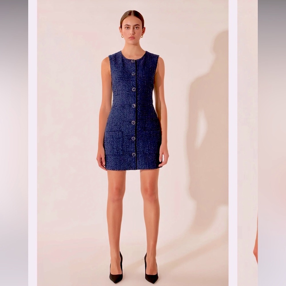 NEW - Endless Rose Tweed Navy Dress - size XS